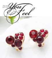 AK019  韓風╭。心の寶石♥閃鑽耳環(紅)